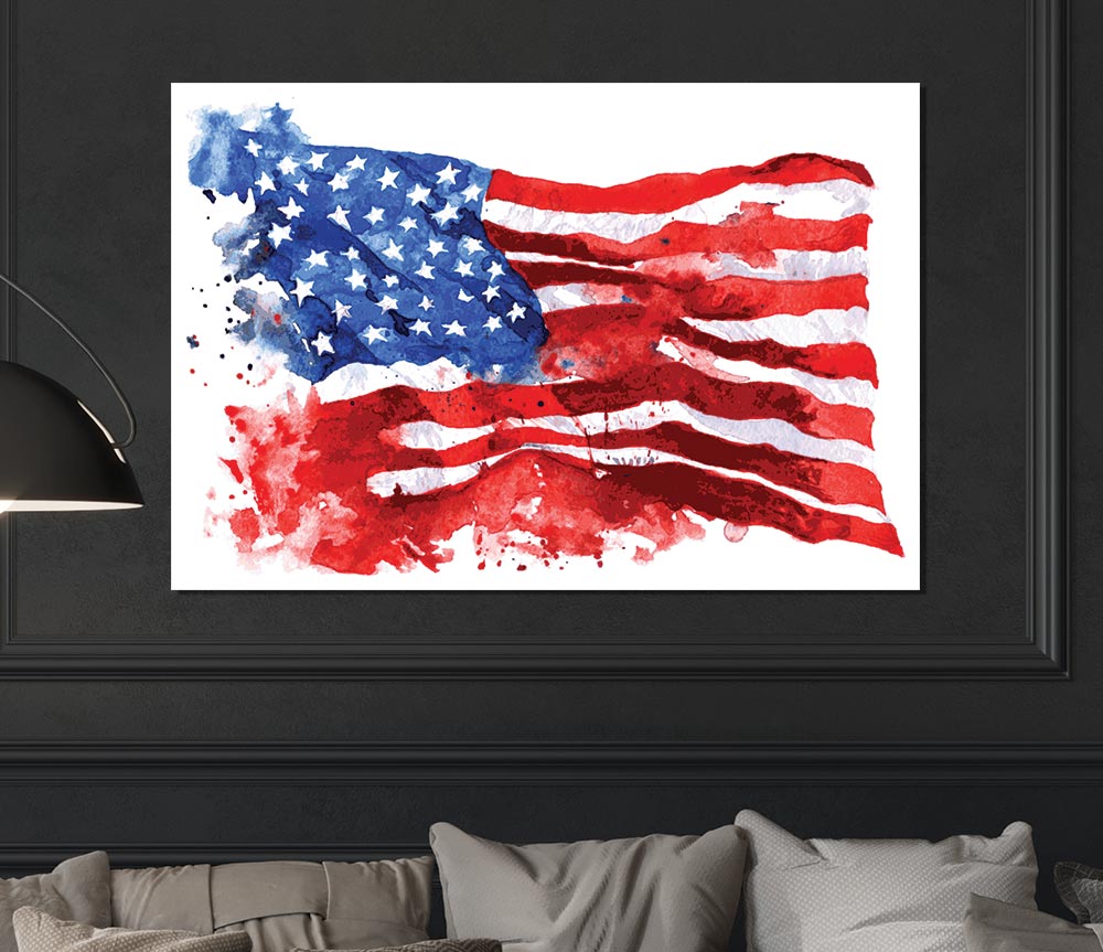 The Ink Splatter American Flag Print Poster Wall Art