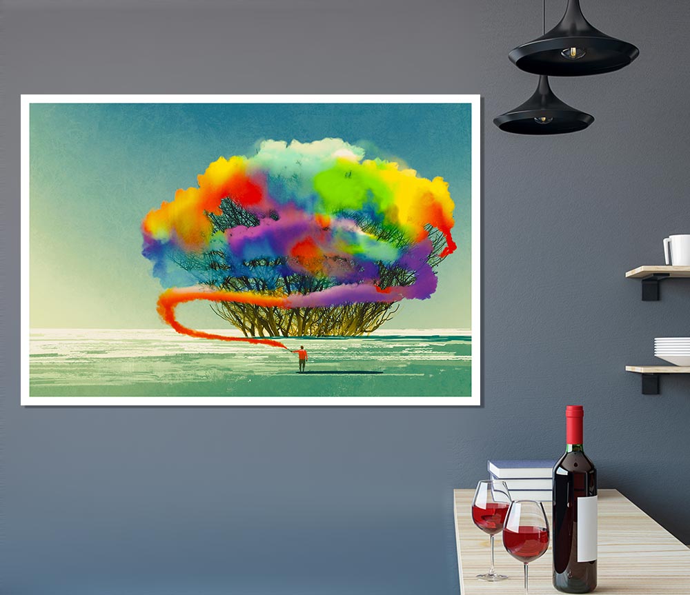 Trees Rainbow Cloud Print Poster Wall Art