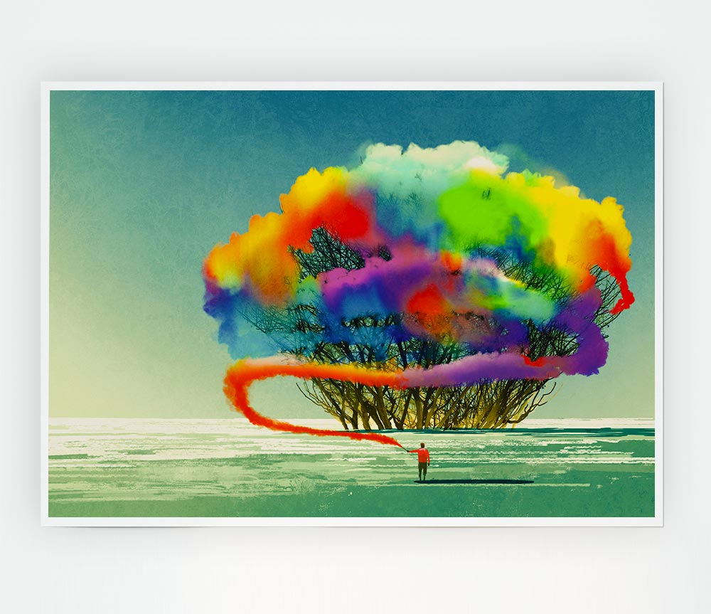 Trees Rainbow Cloud Print Poster Wall Art