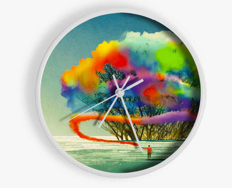 Trees Rainbow Cloud Clock - Wallart-Direct UK