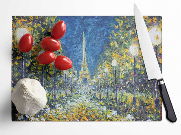 The Streetlights To Paris Glass Chopping Board