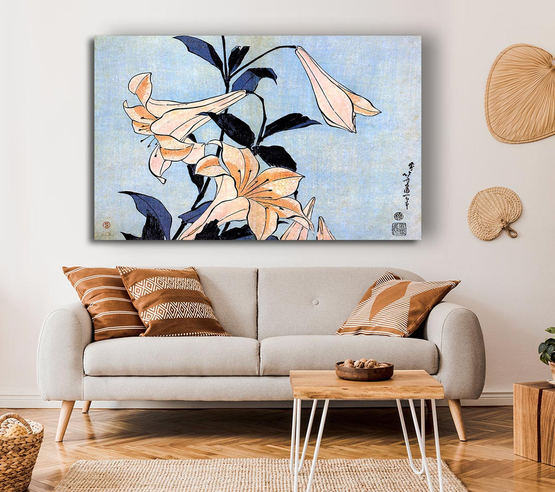 Picture of Hokusai Lilies Canvas Print Wall Art