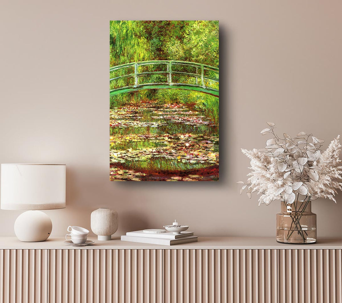 Picture of Monet Bridge Over The Sea Rose Pond Canvas Print Wall Art