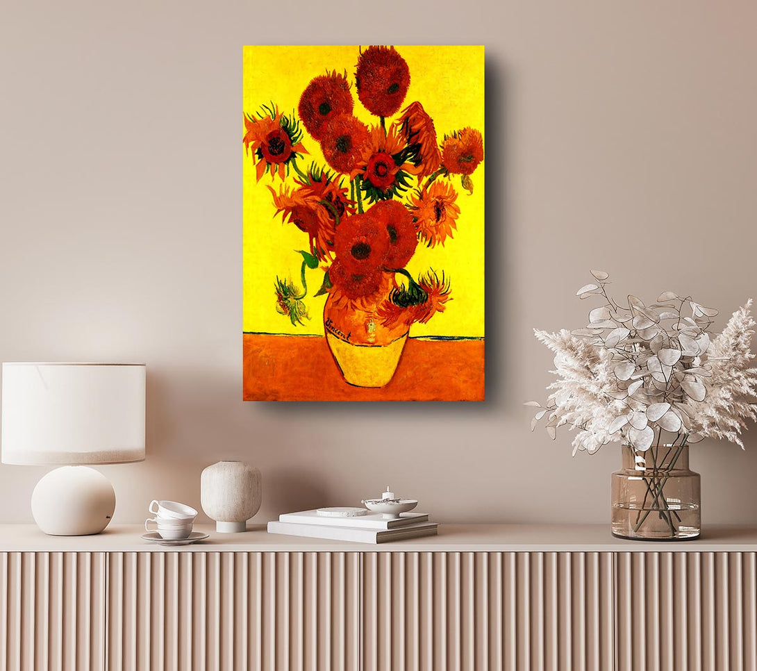 Picture of Van Gogh Still Life Vase With Fifteen Sunflowers 3 Canvas Print Wall Art