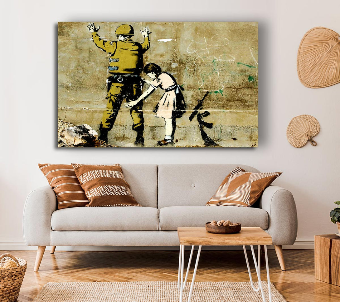 Picture of Child Searching Soldier Canvas Print Wall Art