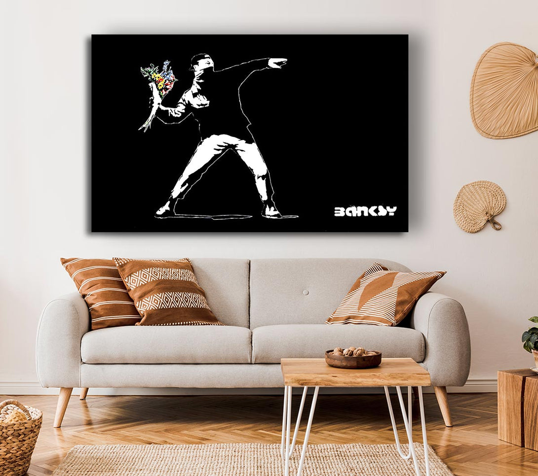 Picture of Flower Thrower Black Canvas Print Wall Art