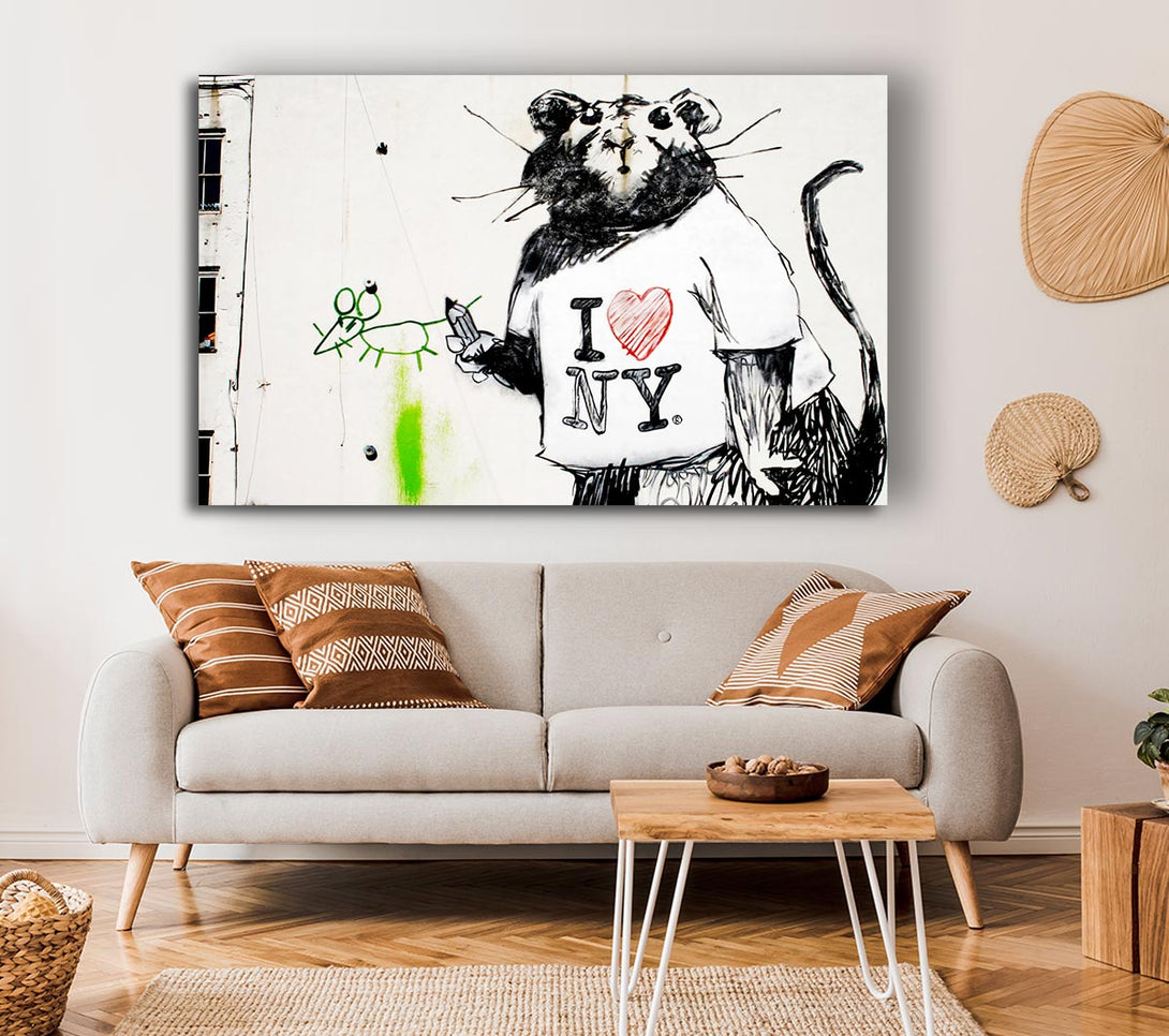 Picture of I Love New York Rat Canvas Print Wall Art