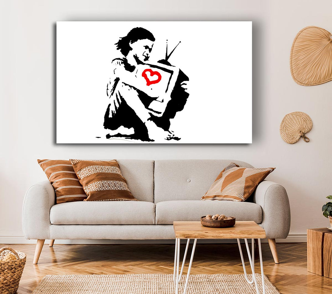 Picture of I Love Tv White Canvas Print Wall Art