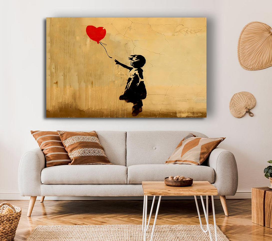 Picture of Love Heart Balloon Left Canvas Print Wall Art