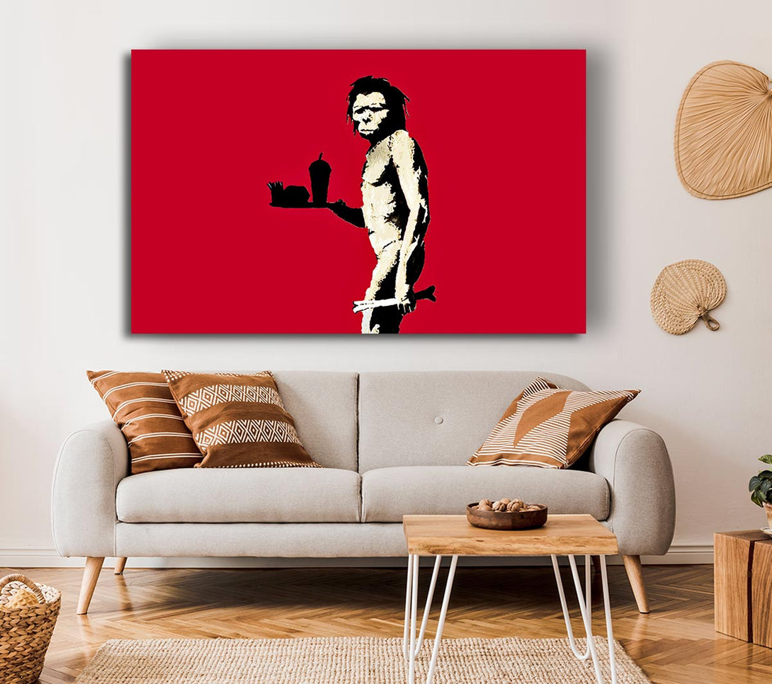 Picture of Mcdonalds Caveman Red Canvas Print Wall Art