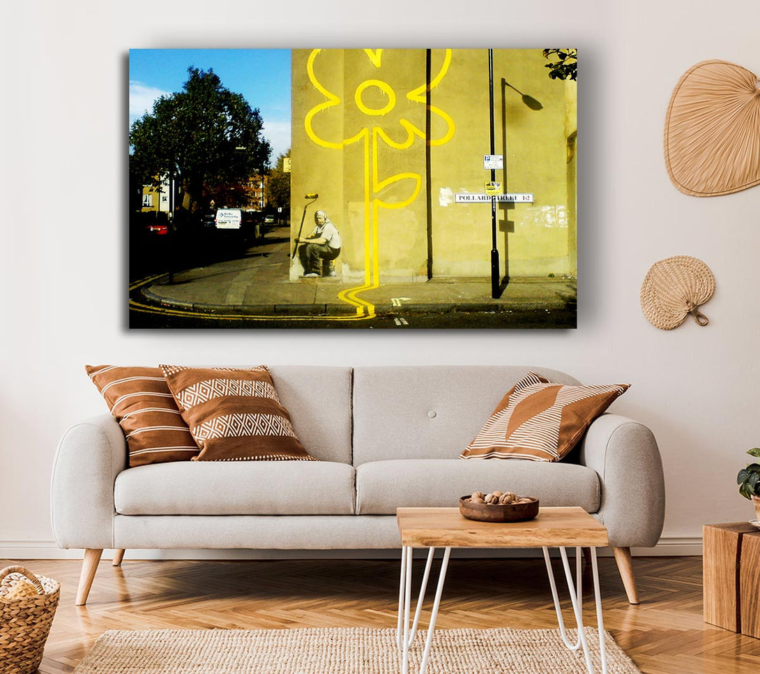 Picture of Yellow Flower Lines Canvas Print Wall Art