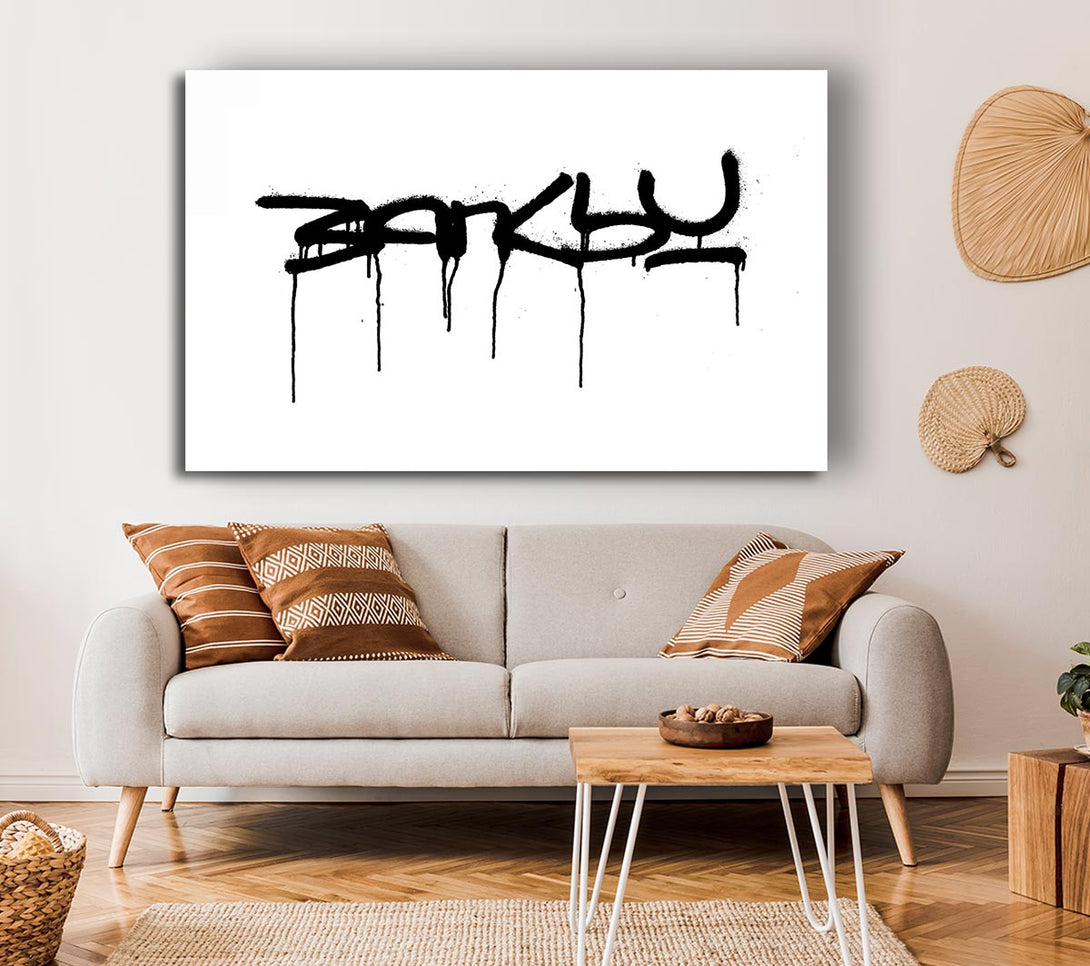 Picture of Banksy White Canvas Print Wall Art