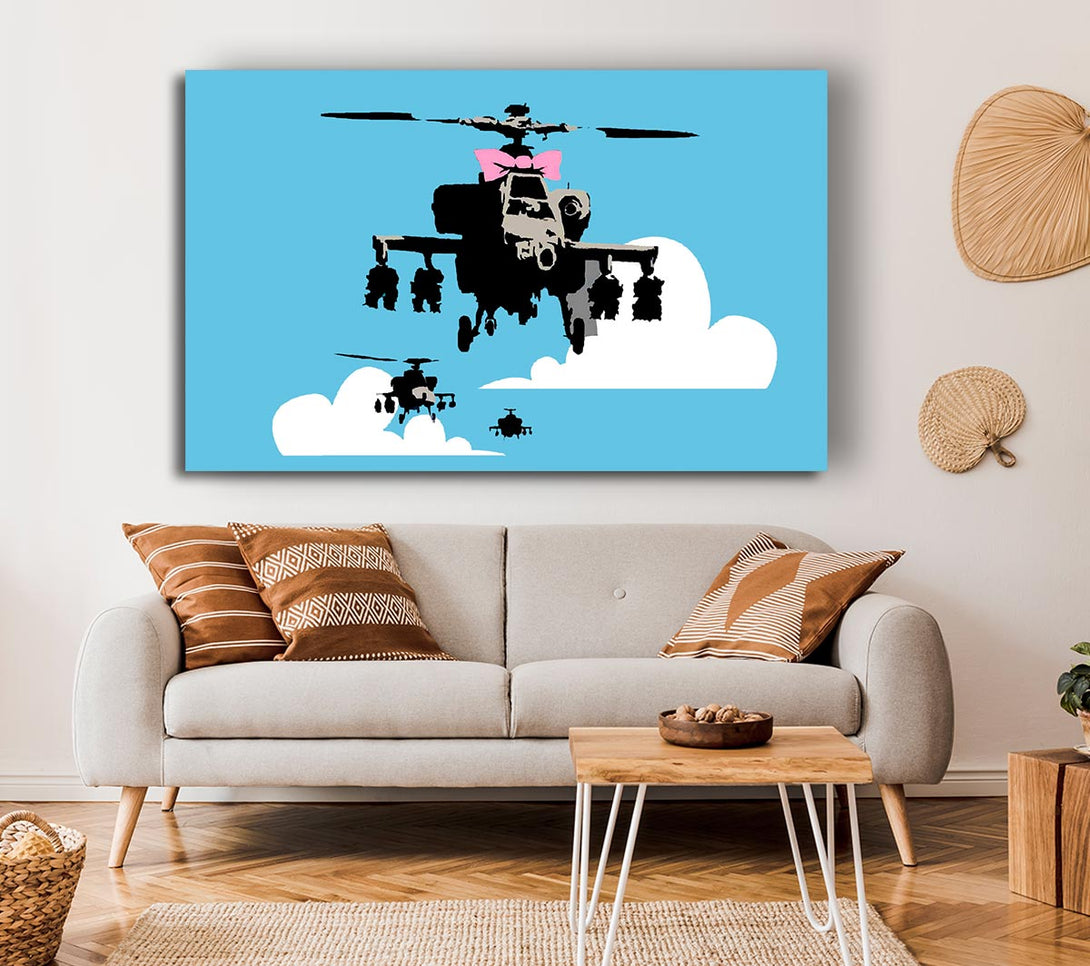 Picture of Hellicopter Bow Blue Canvas Print Wall Art