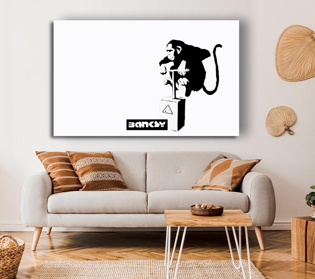 Picture of Monkey Detonator White Canvas Print Wall Art