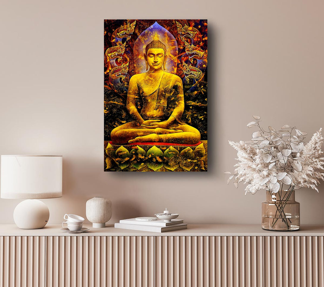 Picture of Meditating Buddha Dragons Canvas Print Wall Art