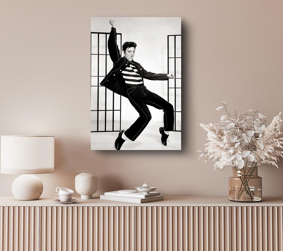 Picture of Elvis Jail House Rock B n W Canvas Print Wall Art