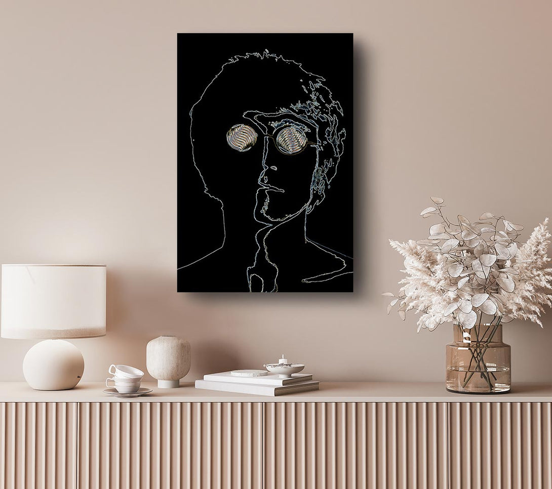 Picture of John Lennon Black Canvas Print Wall Art