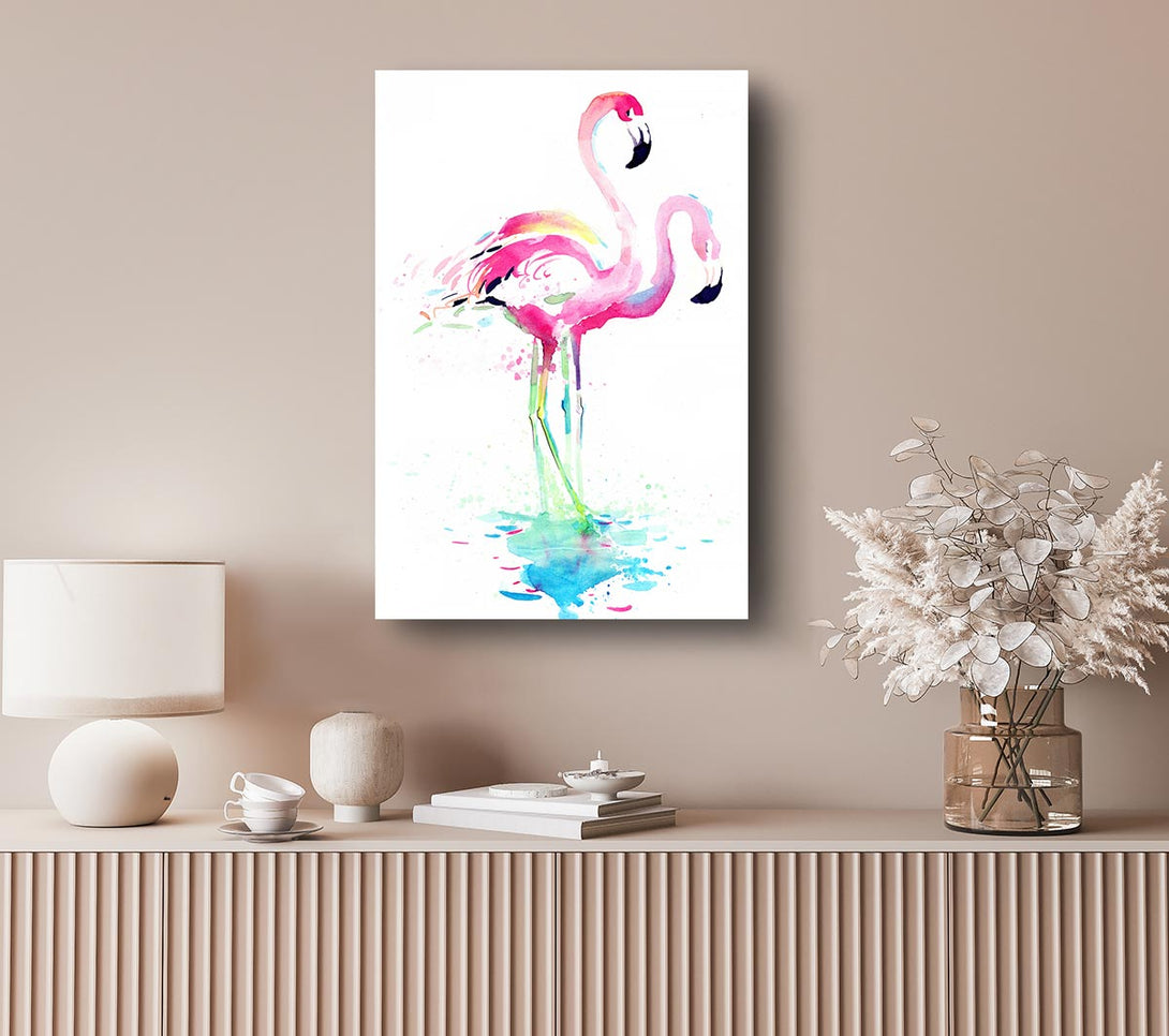 Picture of Flamingo Watercolour Canvas Print Wall Art