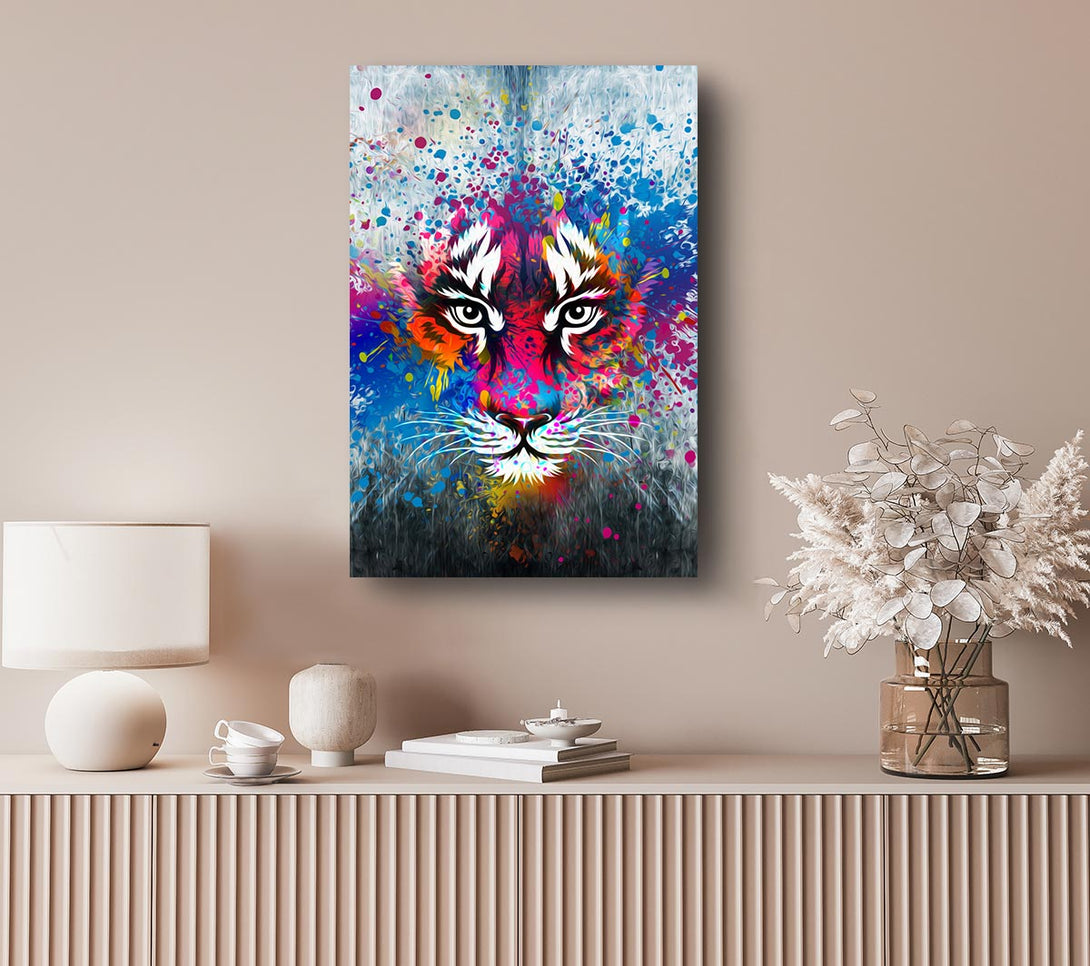 Picture of Rainbow Tiger Face Canvas Print Wall Art