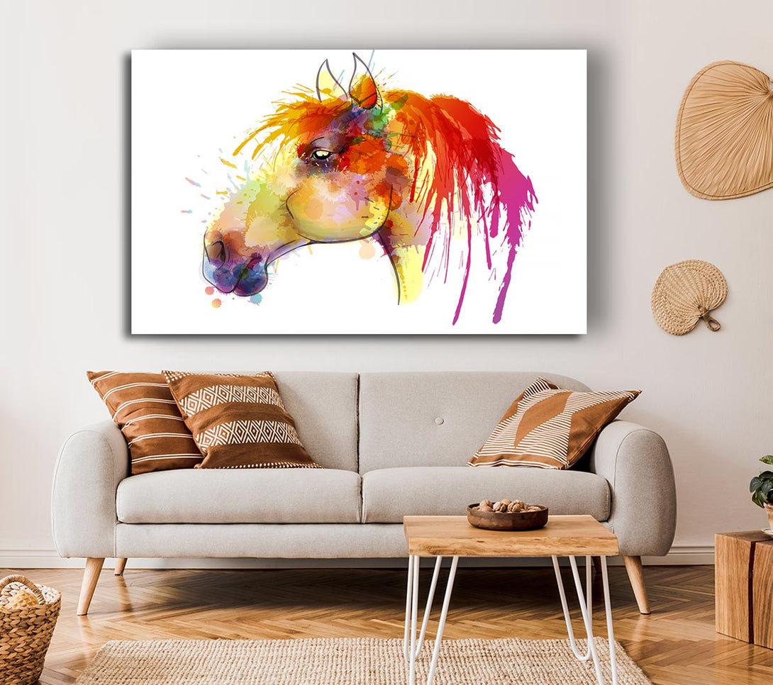 Picture of Beautiful Rainbow Horse Canvas Print Wall Art