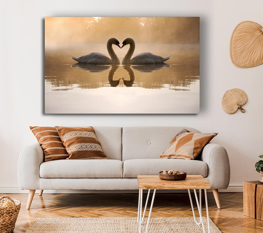 Picture of Swan Lake Love Canvas Print Wall Art