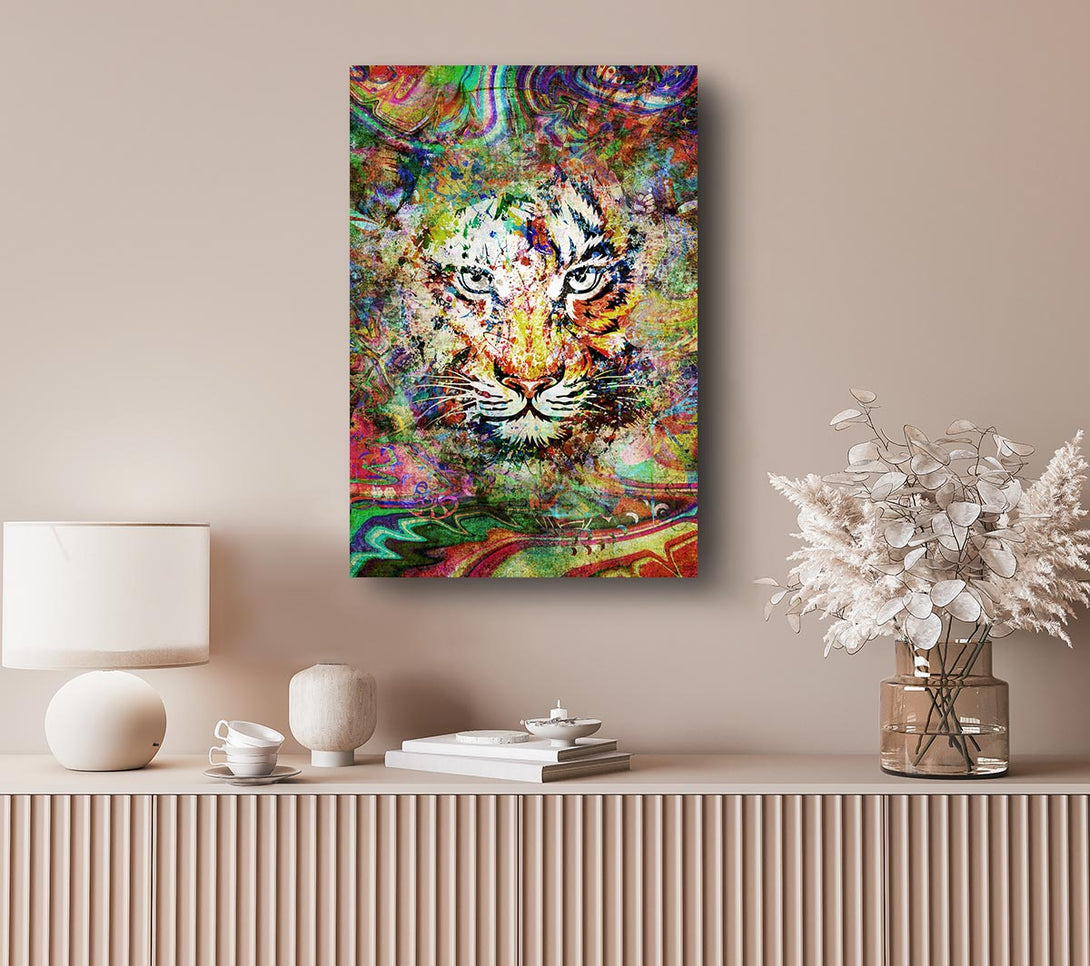 Picture of Rainbow Splash Tiger Canvas Print Wall Art