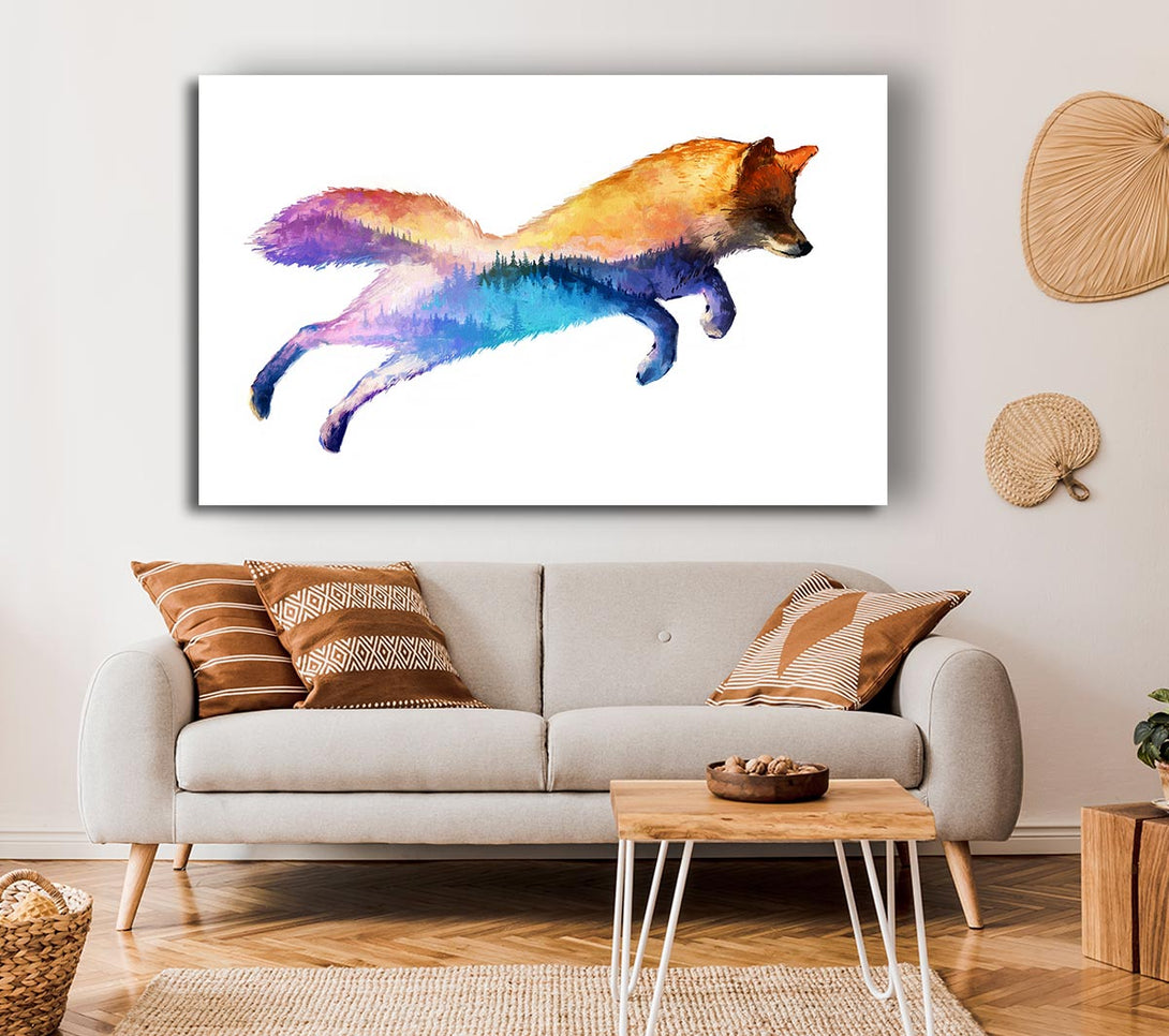 Picture of Fox Pounce Canvas Print Wall Art