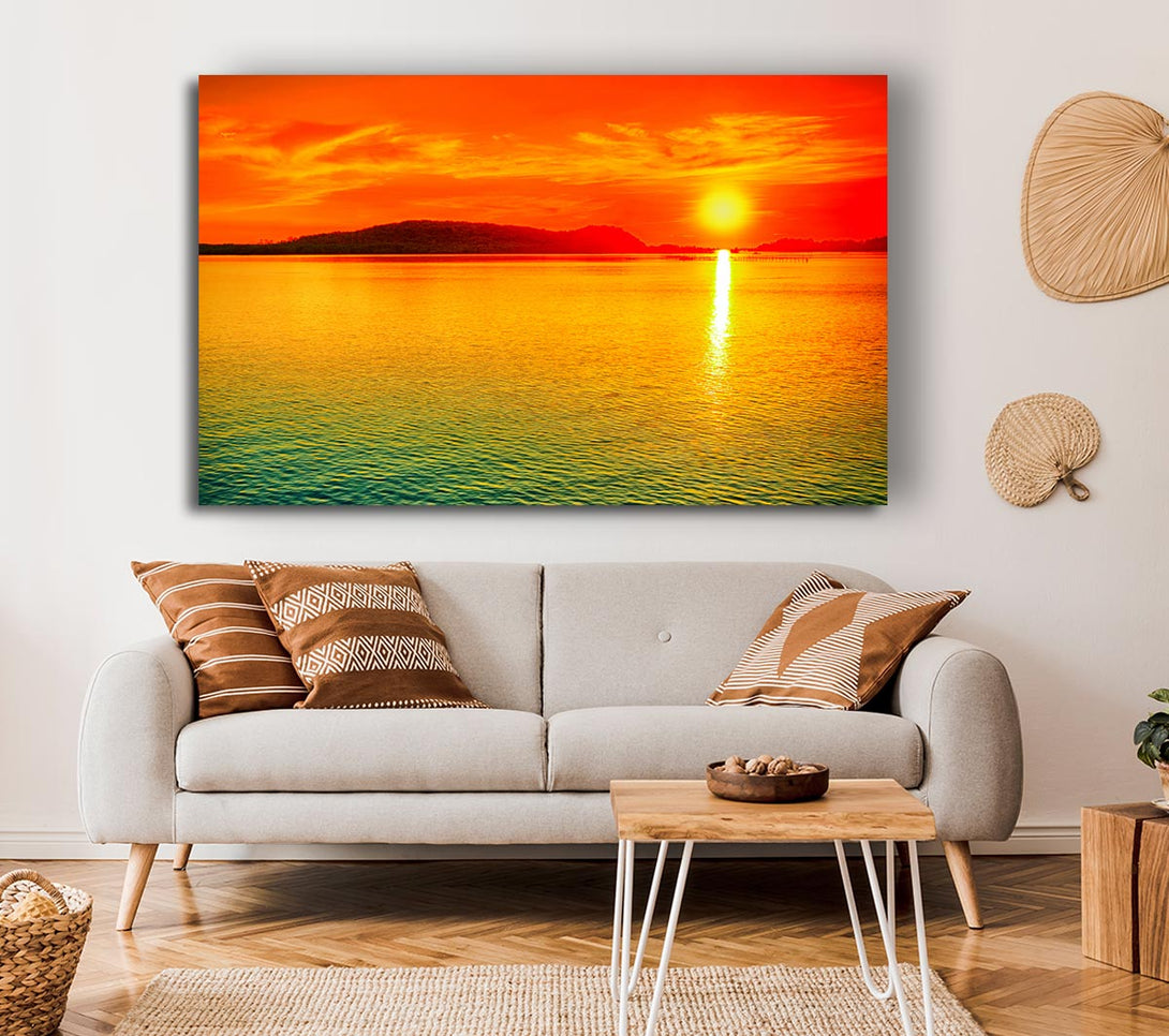 Picture of Sun Beam Ocean Canvas Print Wall Art