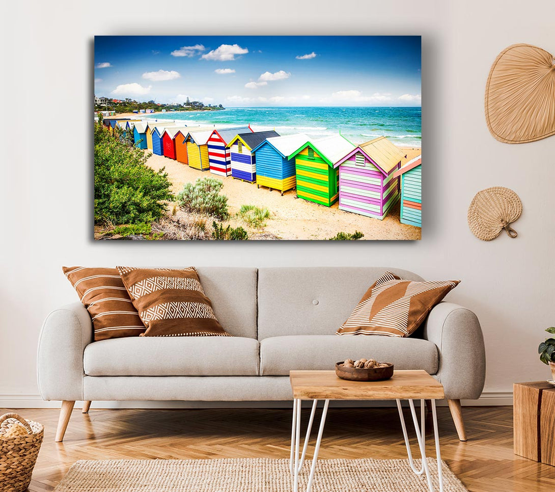 Picture of Beach Hut Delight Canvas Print Wall Art