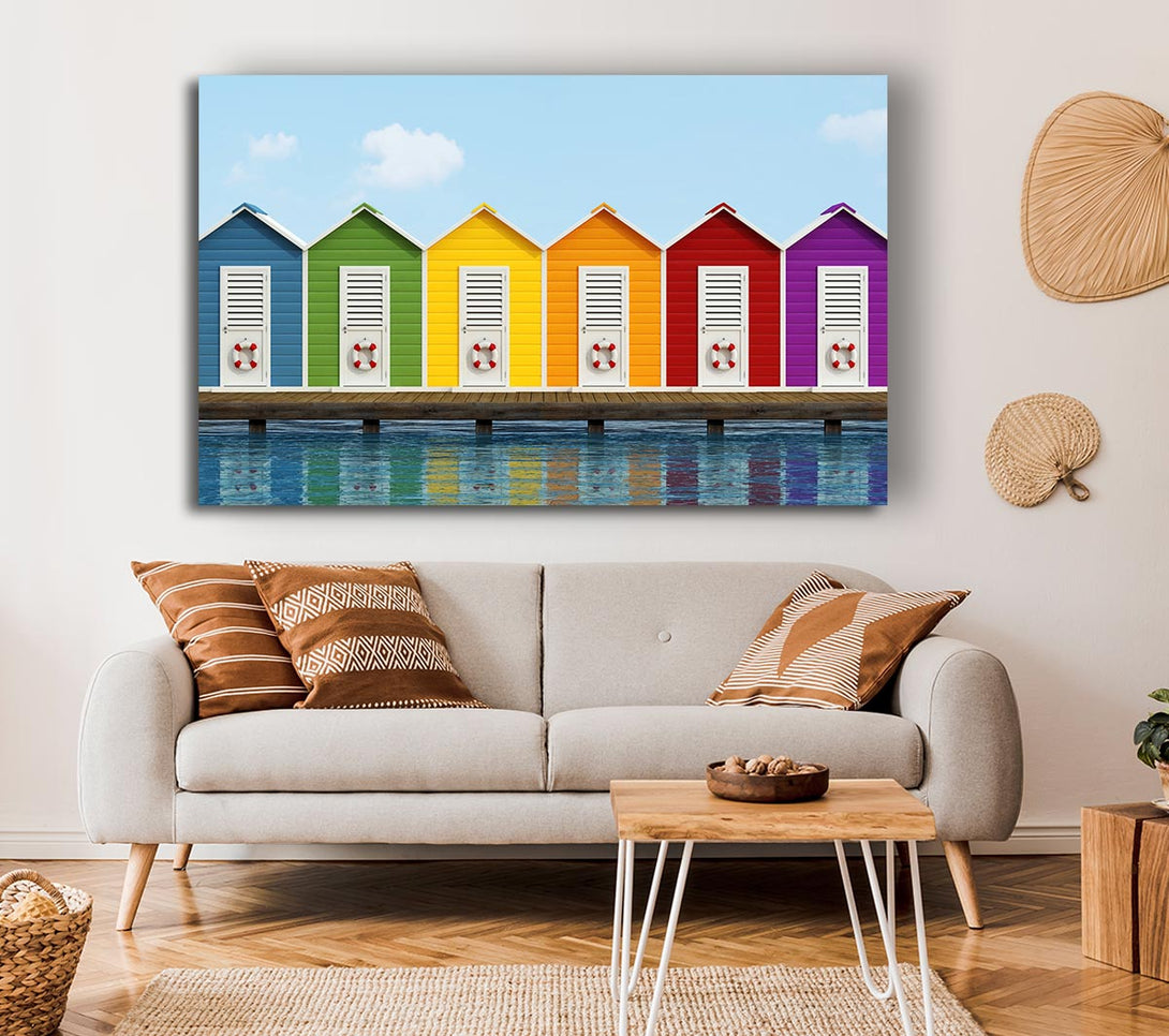 Picture of Beach Hut Ocean Canvas Print Wall Art