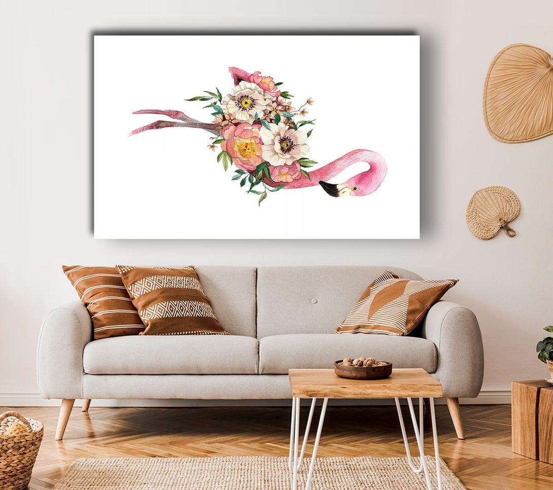 Picture of Flamingo Flower Body Canvas Print Wall Art