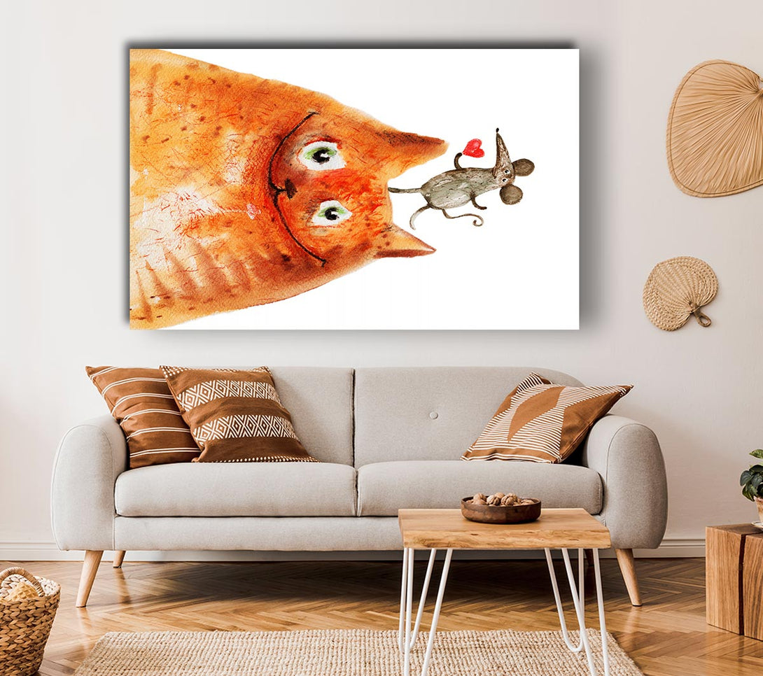 Picture of Cat And Mouse Love Canvas Print Wall Art