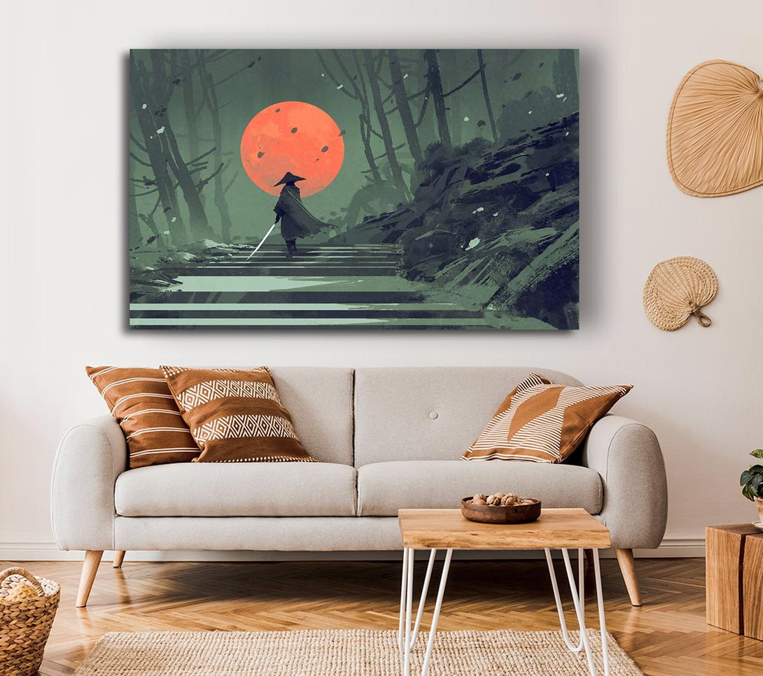 Picture of Samurai Warrior Sun Canvas Print Wall Art