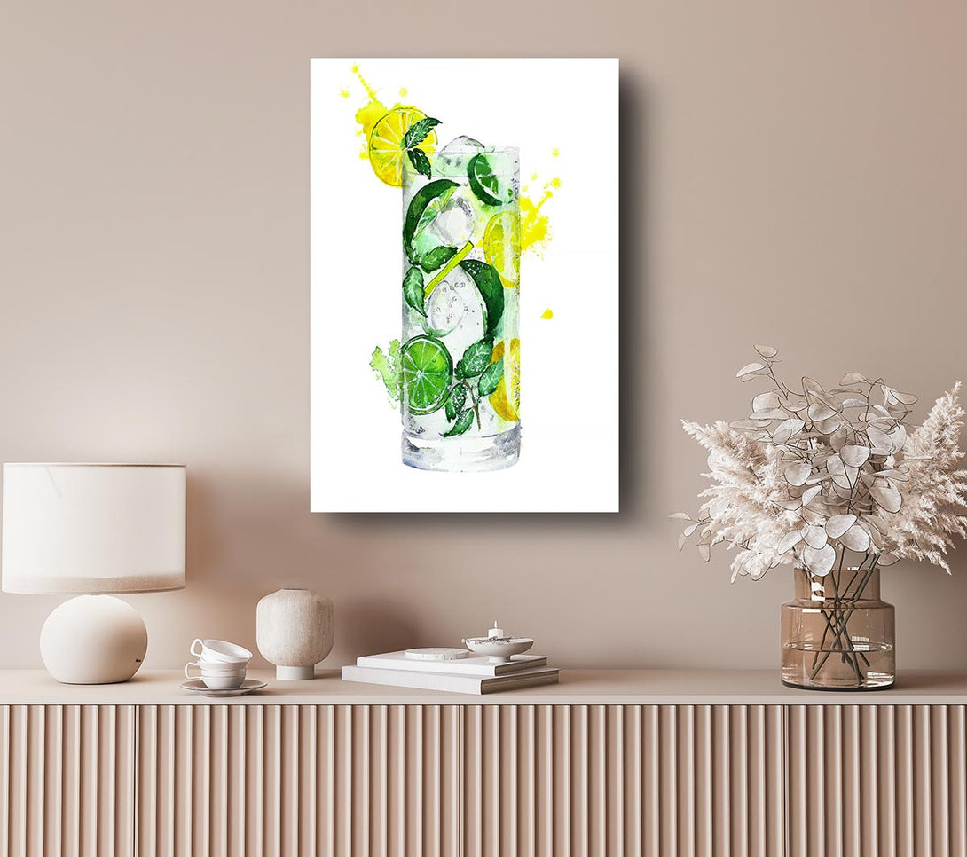 Picture of Tall Glass Of Gin And Tonic Canvas Print Wall Art