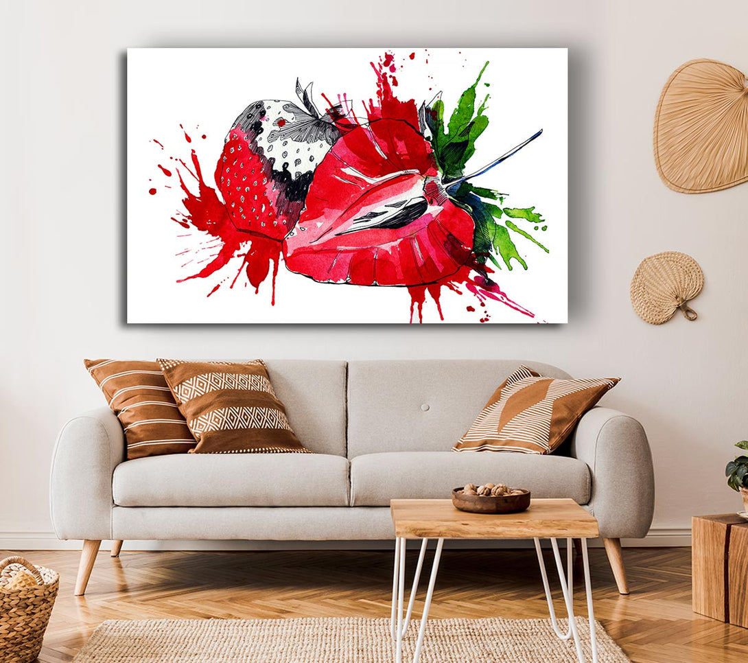 Picture of Strawberry Splash Canvas Print Wall Art