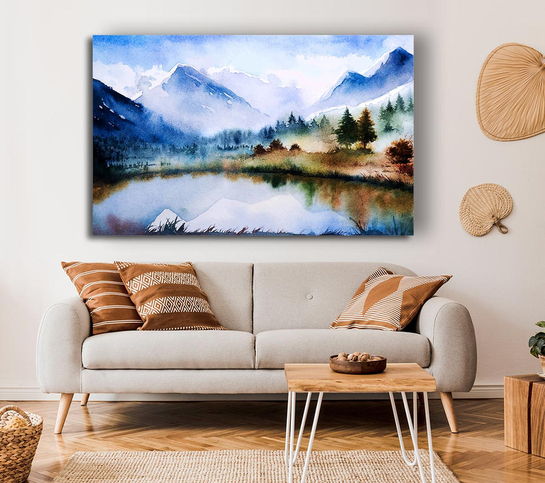 Picture of Mountain Winter Lake Canvas Print Wall Art