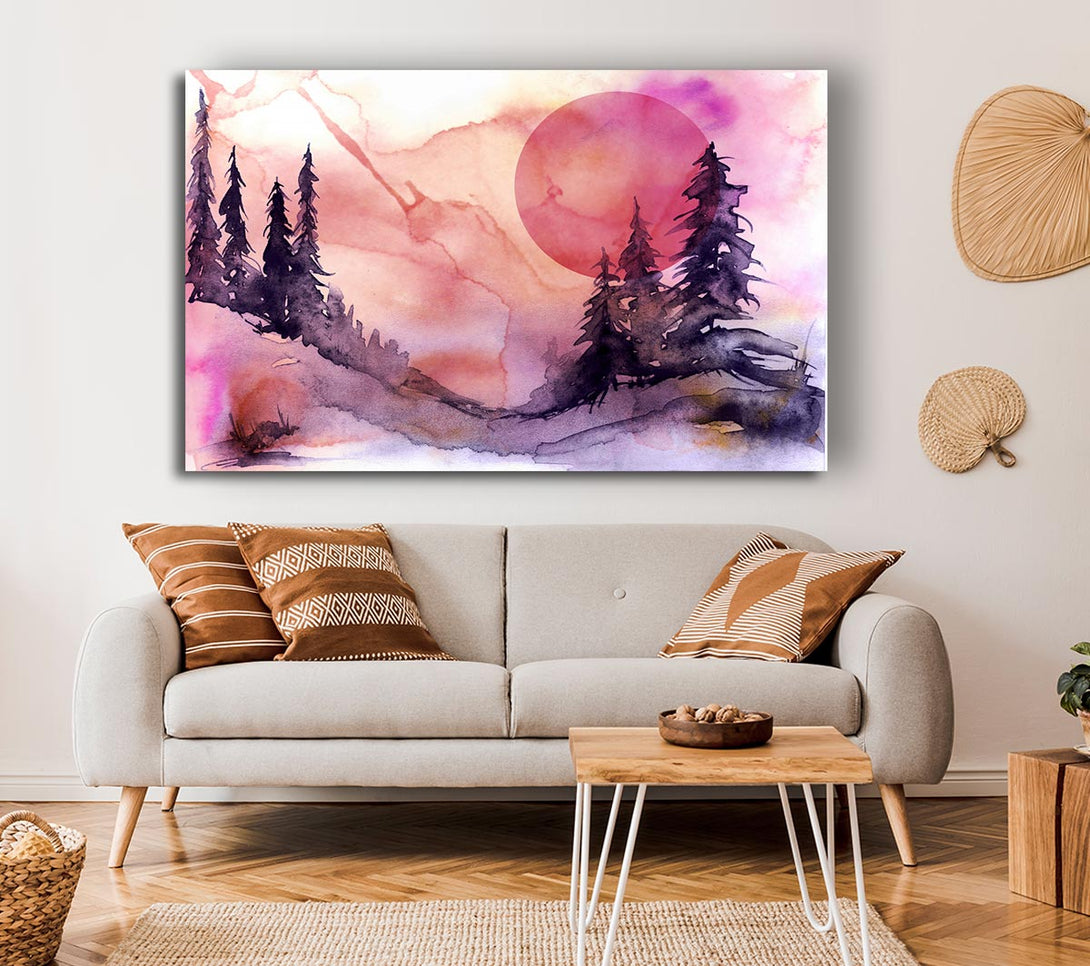 Picture of Pink Winter Sun Canvas Print Wall Art