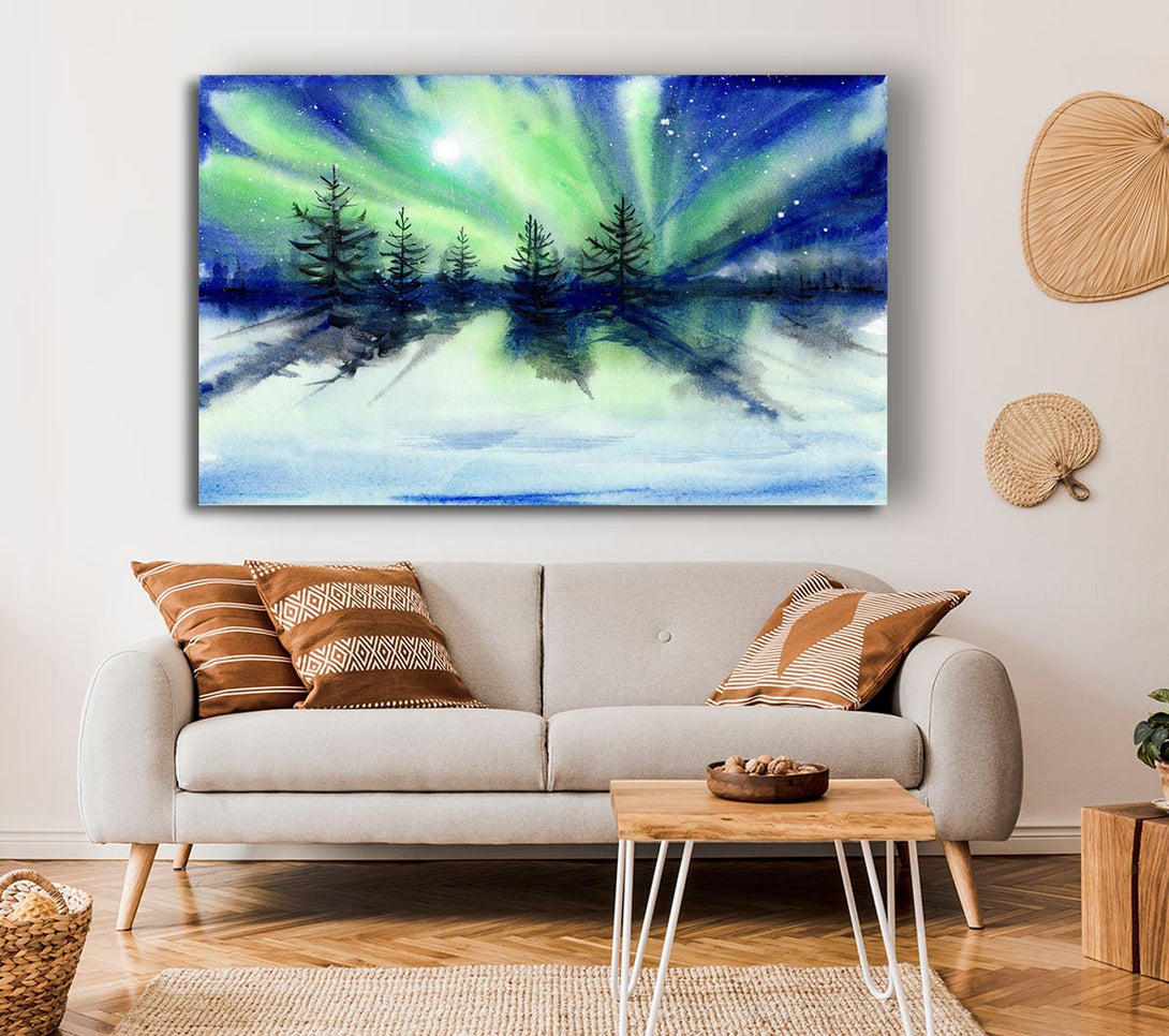 Picture of Northern Light Moon Burst Canvas Print Wall Art