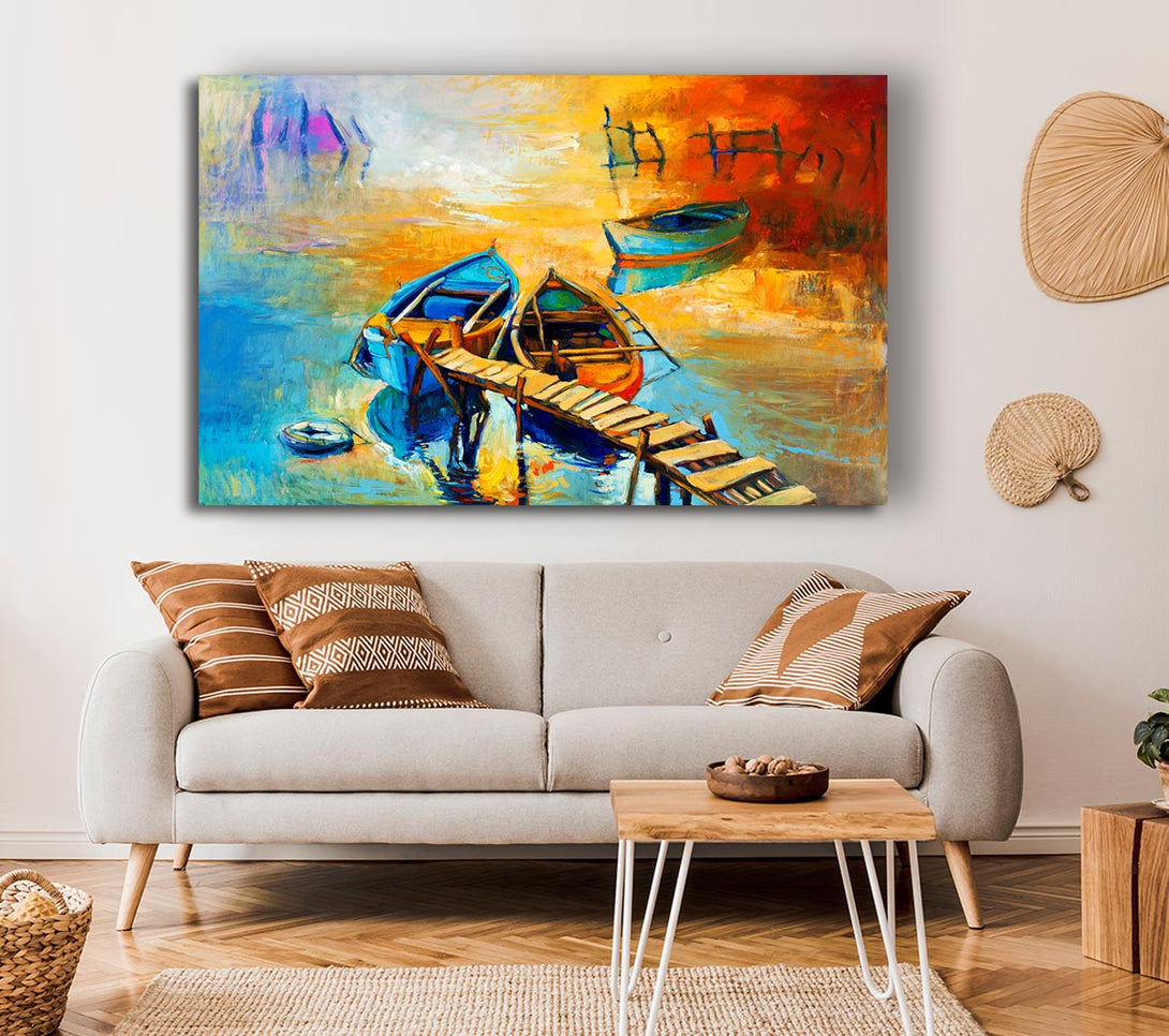 Picture of Golden Sail Boat Waters Canvas Print Wall Art