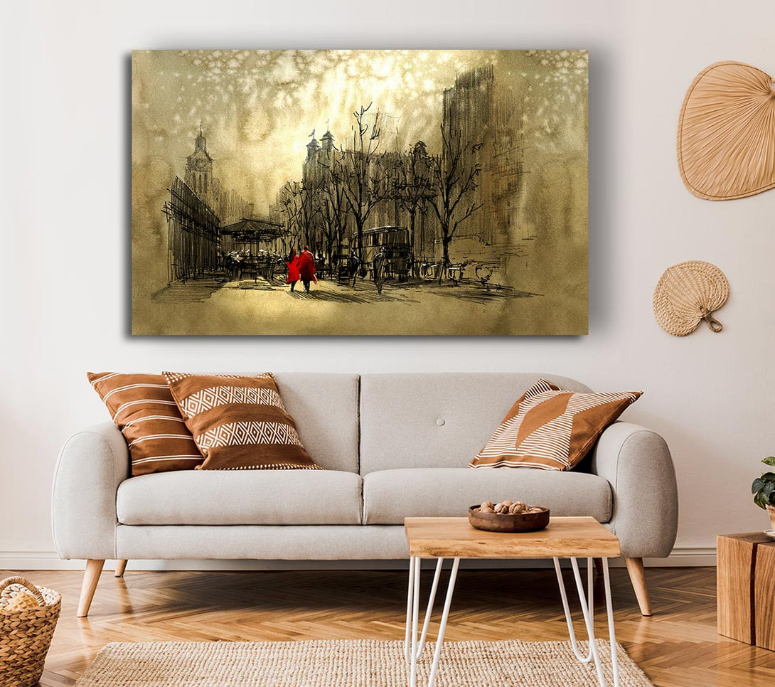 Picture of Golden City Walk Canvas Print Wall Art