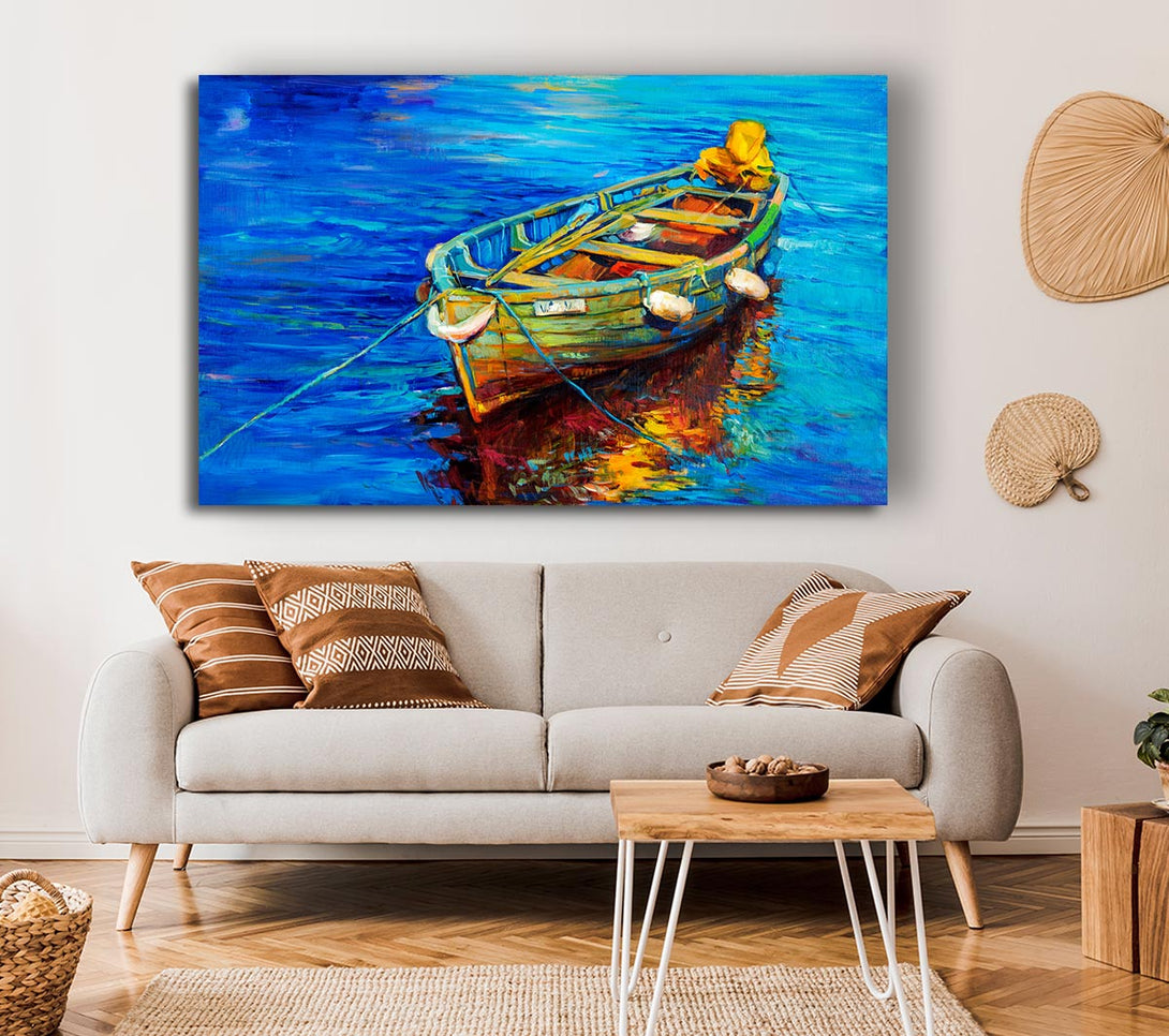 Picture of Rowing Boat Blues Canvas Print Wall Art