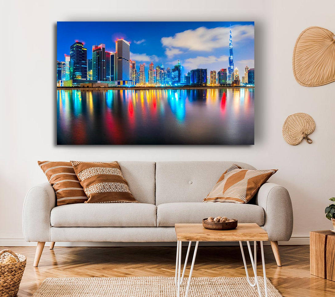 Picture of Colourful City At Night Canvas Print Wall Art