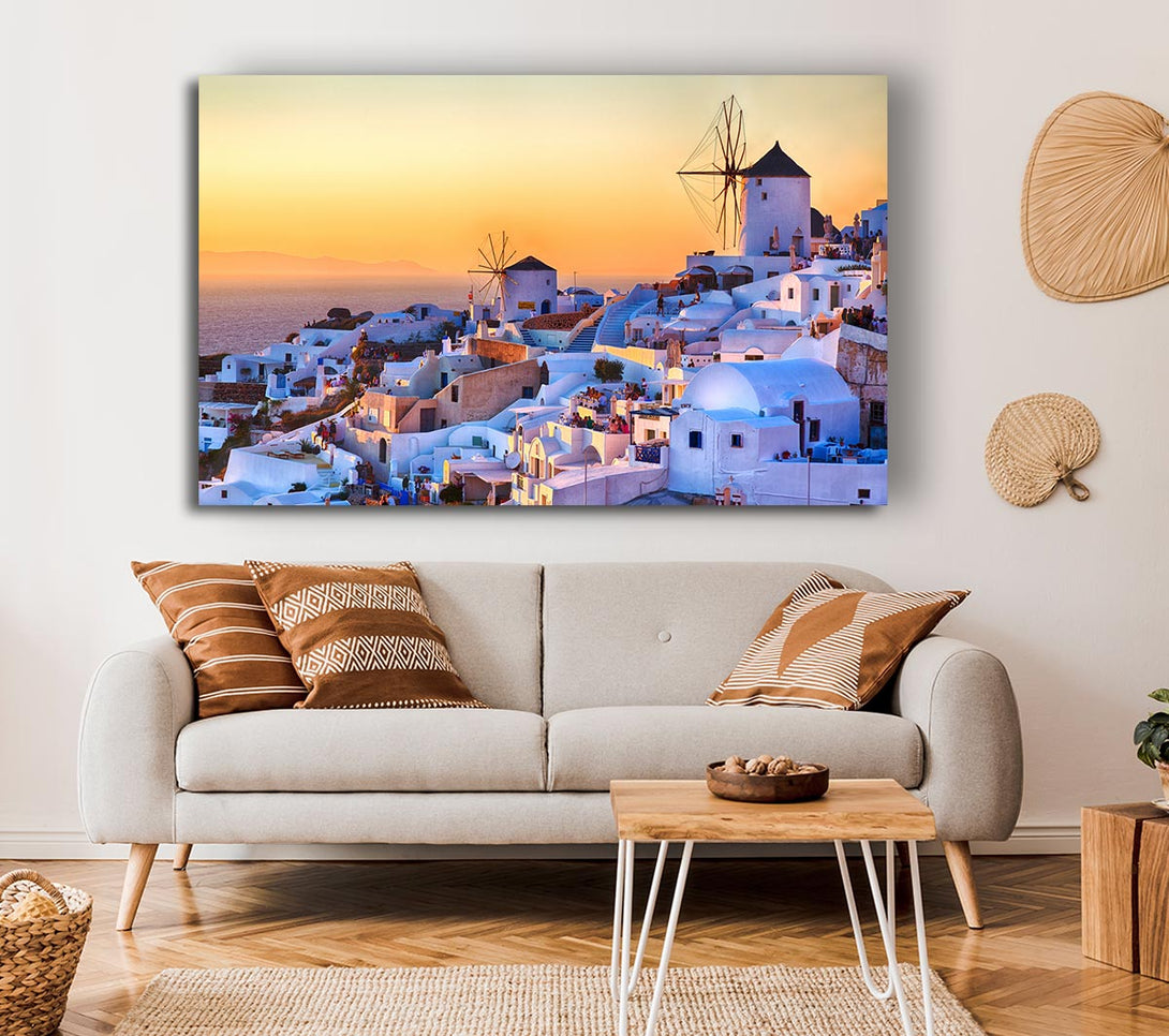 Picture of Sunset In Santorini Canvas Print Wall Art