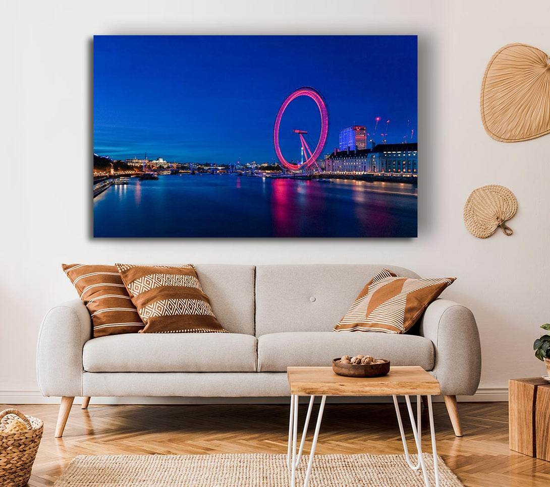 Picture of London Eye Pink Glow Canvas Print Wall Art