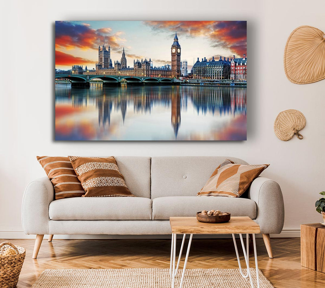 Picture of Stunning Reflections Of The Houses Of Parliament Canvas Print Wall Art