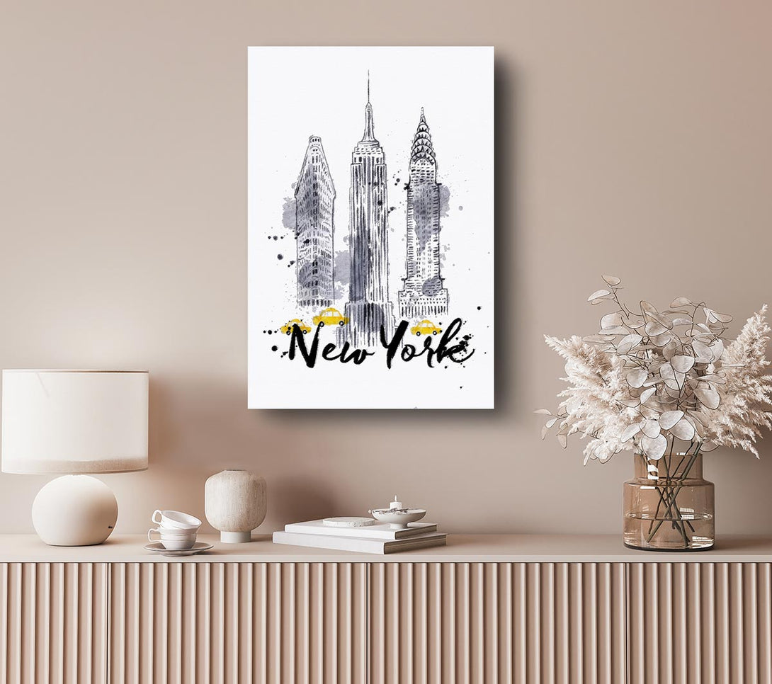 Picture of Outline Of NYC Canvas Print Wall Art