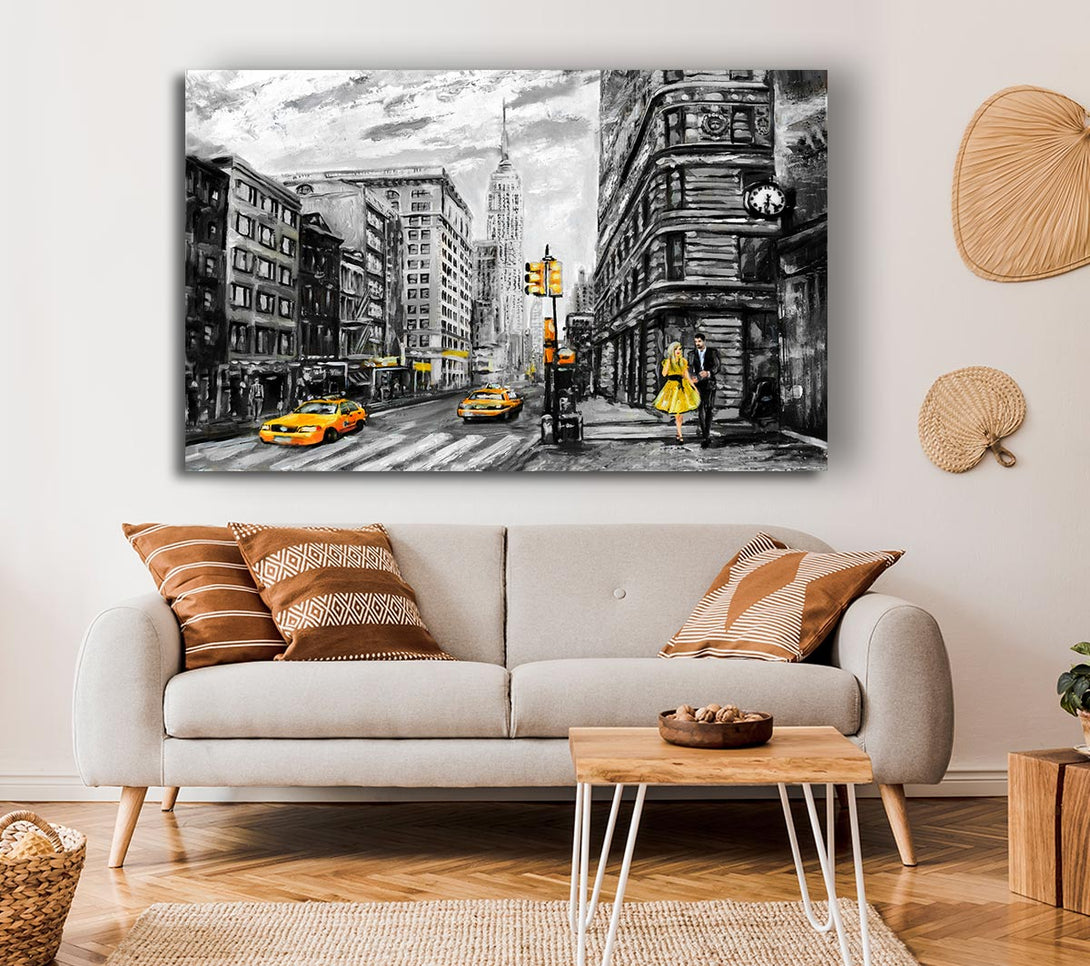 Picture of Romantic Walk In The Big Yellow City Canvas Print Wall Art