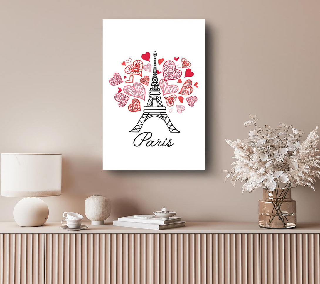 Picture of Eiffel Tower Love 2 Canvas Print Wall Art