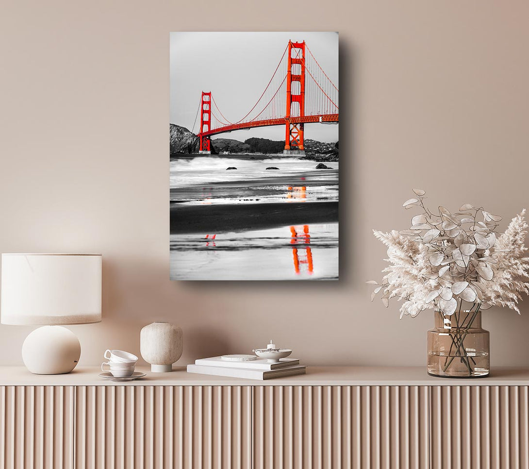 Picture of Golden Gate Bridge Red Reflections Canvas Print Wall Art