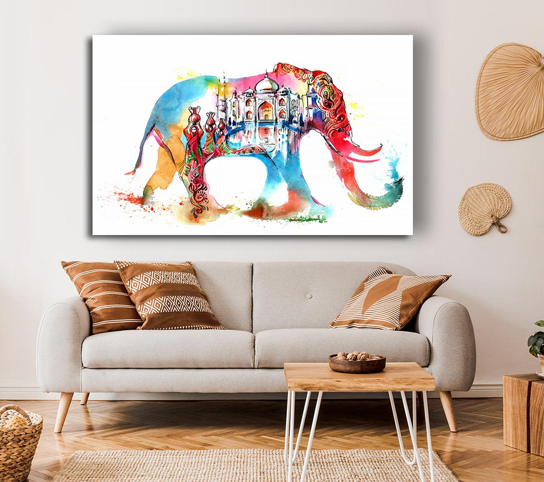 Picture of Rainbow Indian Elephant Canvas Print Wall Art